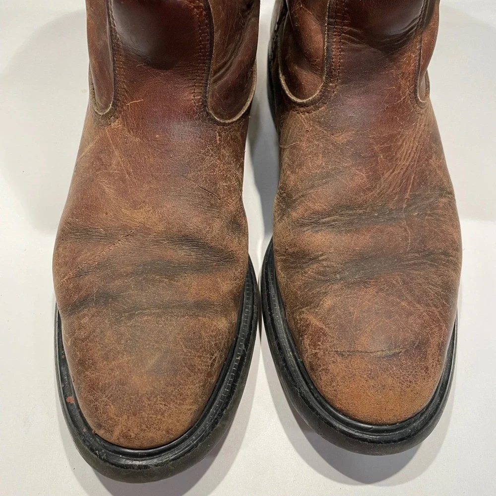 Red Wing Pecos Shoes Men's Brown Leather Pull On Work Boots USA‎ Made Size 10.5 - Picture 11 of 12